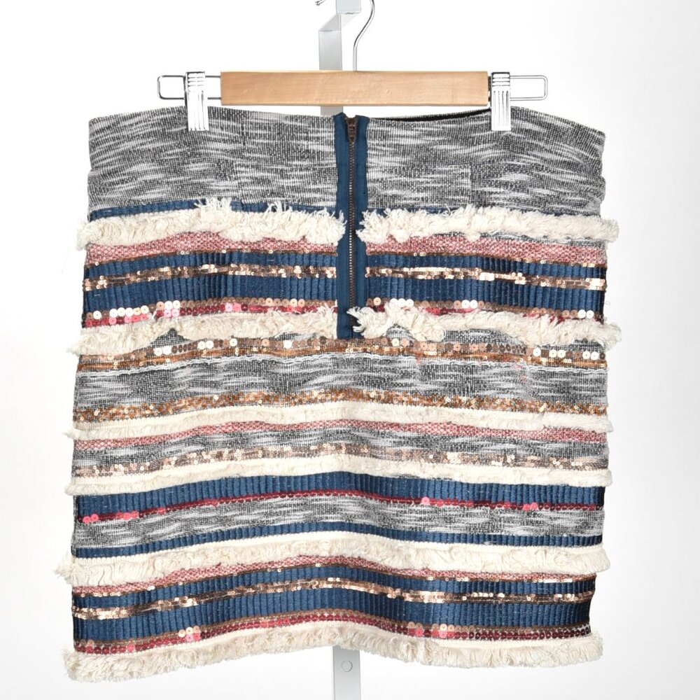 Athropologie Moulinettte Soeurs Tweed Striped Skirt w/Sequin Size XL - Picture 2 of 3